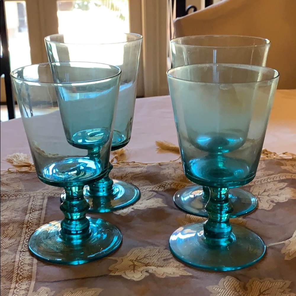 SOLD Set of 4 Handblown Water Goblets